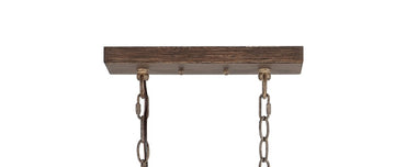 Zeniba 36" Linear Adjustable Iron/Seeded Glass Rustic Farmhouse LED Pendant - JONATHAN Y